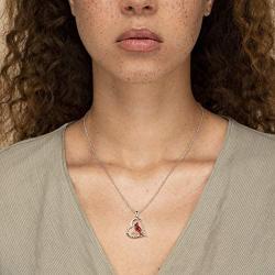 MANBU Sterling Silver Cardinal Necklace for Women - Red Bird Heart Pendant Always in My Heart Memorial Jewelry Gift for Loss of The Loved One