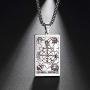 VASSAGO Tarot Stainless Steel X Wheel of Fortune Tarot Card Pendant Laser Engraved Celtic Astrology Divination Magic Amulet Necklace