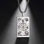 VASSAGO Tarot Stainless Steel X Wheel of Fortune Tarot Card Pendant Laser Engraved Celtic Astrology Divination Magic Amulet Necklace
