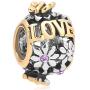 Butterfly Charm Simulated Birthstone Synthetic Crystal Flower Gold/Silver Plated Bead