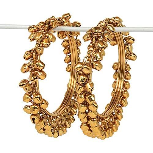 SANARA Traditional Indian Bollywood Antique Gold Plated Multi Color Ghungroo Bangles Women Pakistani Wedding Kada Bracelet Jewelry
