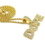 CBC Crown Stones Filled Hip Hop Words ASAP/DOPE Pendant in 24'' Cuban or Rope Chain Necklaces in Gold Tone