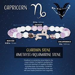 Juvale Zodiac Capricorn Bracelet with Amethyst Aquamarine Stone Beads, One Size