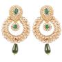Touchstone Indian Bollywood Chandbali Moon Kundan polki Rhinestones Long Bridal Designer Jewelry Chandelier Earrings for Women in Gold Tone