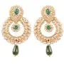 Touchstone Indian Bollywood Chandbali Moon Kundan polki Rhinestones Long Bridal Designer Jewelry Chandelier Earrings for Women in Gold Tone