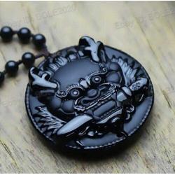 Obsidian crystal Amulet pendant necklace with bead chain for wen or women