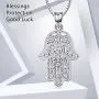 Hamsa Hand Necklace for Women Girls,S925 Sterling Silver Fatima Hand Pendant Necklace Vintage Fatima Evil Eye Pendant Jewelry,Sacred Lotus Charm Jewelry Gift Womens Path of Symbols Friendship