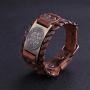 VASSAGO Gothic Pagan The Sigil of Archangel Uriel Seal of Solomon Amulet Metal Connector Brown Leather Bracelet