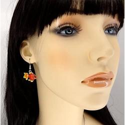 DianaL Boutique Silvertone Rhodium Plated Beautiful Tropical Fish Goldfish Earrings Dangle with a Gift Box …