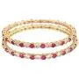 Ratnavali Jewels CZ Zirconia Gold Tone Red Green White Round Diamond Elegant Bollywood Indian Bangles Jewelry Women Wedding Bride