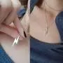 Artmiss Lightning Bolt Pendant Necklace Women Simple Charm Bar Choker Chain Jewelry for Girls (Silver)