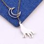 Crescent Moon Wolf Lariat Y Necklace Wolf Howling at The Moon Necklace