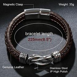 ZiMOJiE Genuine Leather Bracelet Stainless Steel Wristband for Men Boys Charm Cuff Bangle Personality Bracelets