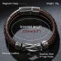 ZiMOJiE Genuine Leather Bracelet Stainless Steel Wristband for Men Boys Charm Cuff Bangle Personality Bracelets