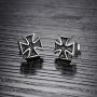 Mens Stainless Steel Retro Maltese Cross Stud Earrings Hypoallergenic Jerusalem Crusader Knights Templar Maltese Cross Pierced Post Stud Earrings For Men Religious Jewelry Gift For Man