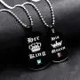Uloveido Black Stainless Steel King Queen Necklaces Set, Dog Tag Amy Pendant Necklace for Couples Uloveido Black Stainless Steel King Queen Necklaces Set, Dog Tag Amy Pendant Necklace for Couples