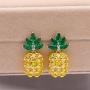 Uloveido Handcrafted Charm Pineapple Jewelry Set Fruit CZ Stone Necklace and Earrings PT001