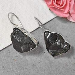 Shop LC 925 Sterling Silver Healing Pain Relief Black Rough Cut Karelian Shungite Dangle Drop Earrings Prom Jewelry for Women Mothers Day Gifts