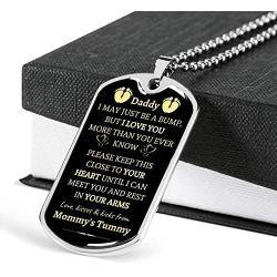 New Dad Necklace I May Just Be A Bump But I Love You More Than You Know - Gift For Fathers Day, Pregnancy Announcement Tag Necklace