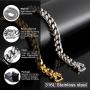 Jewelry Kingdom 1 Cuban Chain Necklace or Bracelet Silver 15MM Chunky Heavy Stainless Steel Miami Curb Link Jewelry 8-30 inch