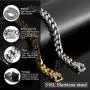 Jewelry Kingdom 1 Cuban Chain Necklace or Bracelet Silver 15MM Chunky Heavy Stainless Steel Miami Curb Link Jewelry 8-30 inch