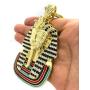 Shiny Jewelers USA Mens Egyptian King TUT Pharaoh Pendant Gold OR Silver 4MM 36'' Franco Chain Fashion Necklace