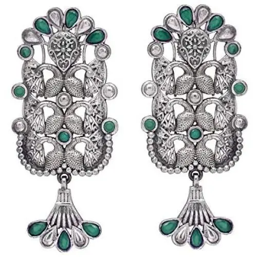 Aheli Ethnic Vintage Bohemian Style Indian Oxidized Finish Dangle Earrings Bollywood Wedding Traditional Jewelry for Women Girls Aheli Ethnic Vintage Bohemian Style Indian Oxidized Finish Dangle Earrings Bollywood Wedding Traditional Jewelry for Women Girls