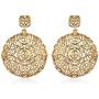 Shop LC Real 18K Yellow Gold Overlay Floral Openwork Filigree Flower Post Dangle Drop Earrings for Women Fashion Prom Jewelry Mothers Day Gifts ION Plated
