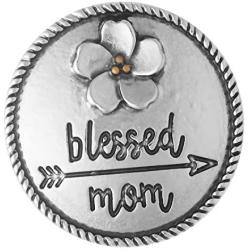 Ginger Snaps Blessed Mom Charm Accessory | Interchangeable & Adjustable Snap Jewelry Collection | Button Charms for Necklaces Bracelets | Standard Size | SN02-26