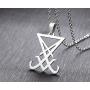 PJ Jewelry Sigil of Lucifer Pendant Satanic Symbol Stainless Steel Seal of Satan Necklace,Free 20'' Chain