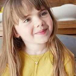 MONOOC Gold Initial Heart Necklace, 14K Gold Plated Dainty Tiny Kids Jewelry for Girls Small Letter Heart Toddler Necklace Baby Initial Jewelry for Little Girls Children