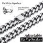 JEWPHX Heavy Miami Cuban Link Chain Necklace Adjustable Choker with Hip Hop Tail,15mm Width,316L Stainless Steel Curb Rapper Necklace,Jewellery Gift for Men&Women JEWPHX Heavy Miami Cuban Link Chain Necklace Adjustable Choker with Hip Hop Tail,15mm Width,316L Stainless Steel Curb Rapper Necklace,Jewellery Gift for Men&Women
