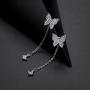 Mints Sterling Silver Butterfly Earring Cubic Zirconia Dangle Earrings Drop Jewelry for Women