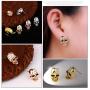 QNNY Skull Stud Earrings for Men Women Cubic Zircon Punk Piercing Ear Studs Stainless Steel Hip Hop Jewelry