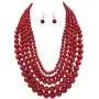 5 Layered Beaded Statement Chunky Necklaces For Women - Multi Strand Colorful Bead Layered Bib Necklace For Women Fashion Jewelry Costume Earring Set 5 Layered Beaded Statement Chunky Necklaces For Women - Multi Strand Colorful Bead Layered Bib Necklace For Women Fashion Jewelry Costume Earring Set