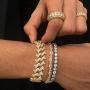 Gold IDEA 18MM Iced Out Prong Cuban Link Chain,18k /White Gold Plated Hip Hop Choker or Bracelet, 5A Cubic Zirconia Stones,Cuban Chains 8.5-24’’ for Men Women