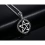 Stainless Steel Powerful Pentacle Necklaces Pentagram, Wicca Traditional Seal of Solomon Pendant, 23.5 Inch Curb Chain