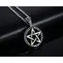 Stainless Steel Powerful Pentacle Necklaces Pentagram, Wicca Traditional Seal of Solomon Pendant, 23.5 Inch Curb Chain