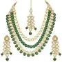 Aheli Multi Layered Faux Kundan Beaded Necklace Earrings Maang Tikka Indian Ethnic Bollywood Jewellery Set for Women Aheli Multi Layered Faux Kundan Beaded Necklace Earrings Maang Tikka Indian Ethnic Bollywood Jewellery Set for Women