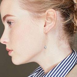 Sterling Silver Threader Earrings,TeardropCrossLineEar Cuff Threader Earrings for Women Girls