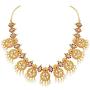 Aheli Beautiful Wedding Wear Indian Laxmi Goddess Faux Stone Studded Floral Design Crafted Necklace Earrings Set Ethnic Fashion Jewelry for Women