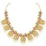 Aheli Beautiful Wedding Wear Indian Laxmi Goddess Faux Stone Studded Floral Design Crafted Necklace Earrings Set Ethnic Fashion Jewelry for Women