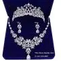 Penxina Bridal Jewelry Set, Bride Crystal Rhinestone Hair Accessories Tiaras Crown Earrings Necklace Sets for Wedding Prom Party Wedding Dress