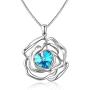Menton Ezil ''Rose Lover Swarovski Necklace 18K White Gold Flower Pendant Fashion Jewlery - Gift of Love