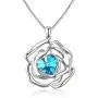 Menton Ezil ''Rose Lover Swarovski Necklace 18K White Gold Flower Pendant Fashion Jewlery - Gift of Love