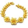 Flower Thai Gold Plated Bangle 22k 24k Thai Baht Yellow Gold Filled Bracelet Jewelry Women