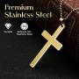 Cross Necklace, 3PACK Stainless Steel Cross Pendant Necklace Adjustable Unisex Cross Charm Mirror Polished Cross Chain Necklace Plain Birthday Valentine Gift for Man & Woman – Silver Black Gold