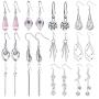 Jewdreamer 12 Pairs Classic Silver Plated Dangle Drop Earrings for Women Simple Long Thread Fashion Line Christmas Earrings Set