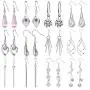Jewdreamer 12 Pairs Classic Silver Plated Dangle Drop Earrings for Women Simple Long Thread Fashion Line Christmas Earrings Set Jewdreamer 12 Pairs Classic Silver Plated Dangle Drop Earrings for Women Simple Long Thread Fashion Line Christmas Earrings Set