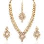 Aheli Indian Wedding Wear Faux Stone Necklace with Maang Tikka Set Elegant Ethnic Fashion Jewelry for Women